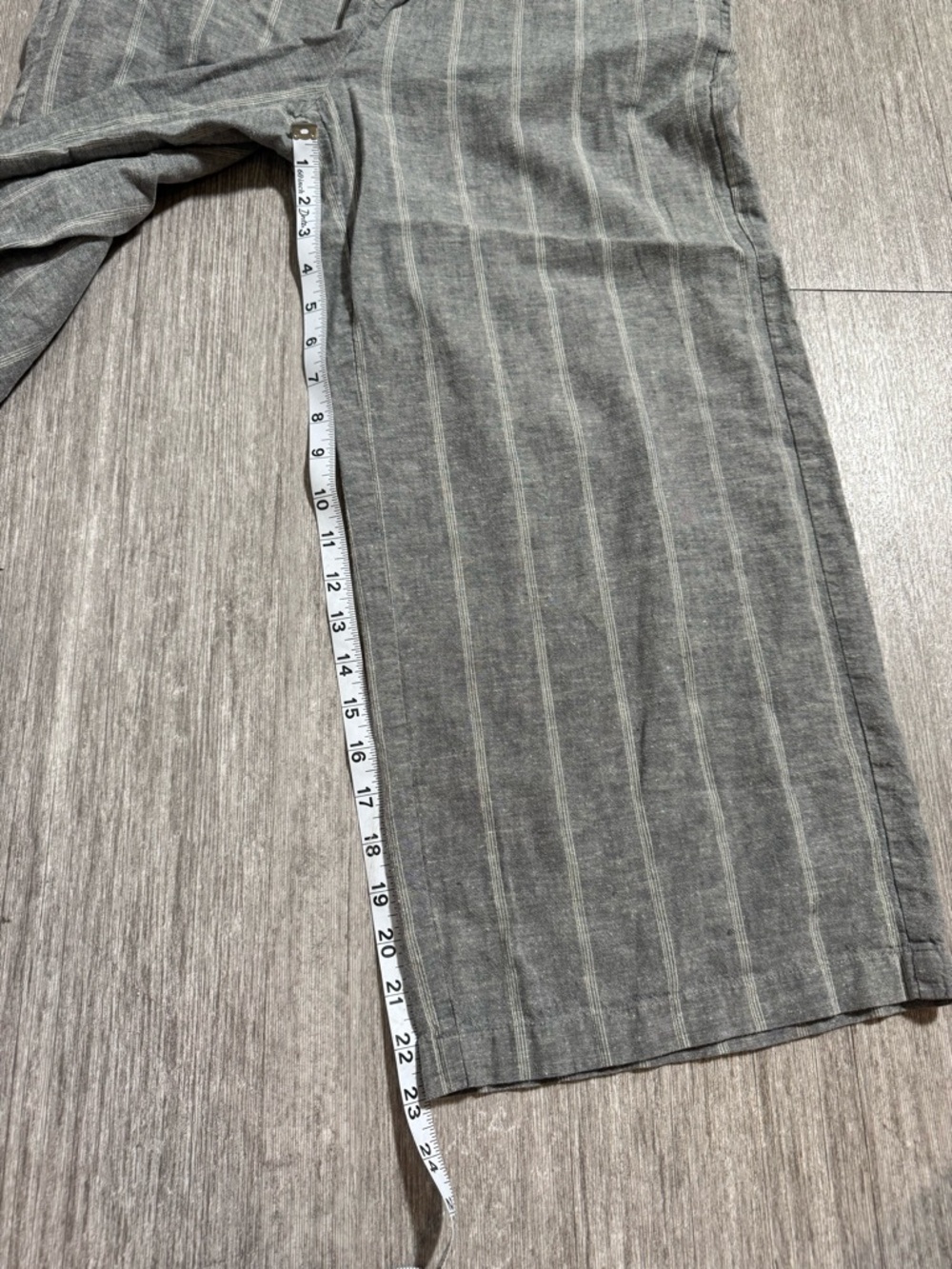 Eileen Fisher Linen Stripe Wide Leg Pant Gray Coastal Grandma Minimalist Relaxed - Picture 3 of 8